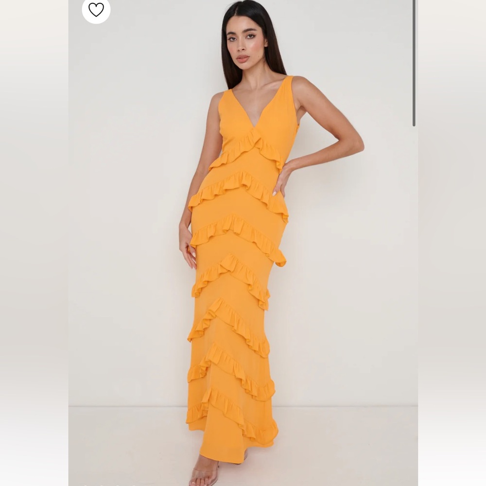 V-Neck Ruffle Tiered Maxi Dress - Yellow